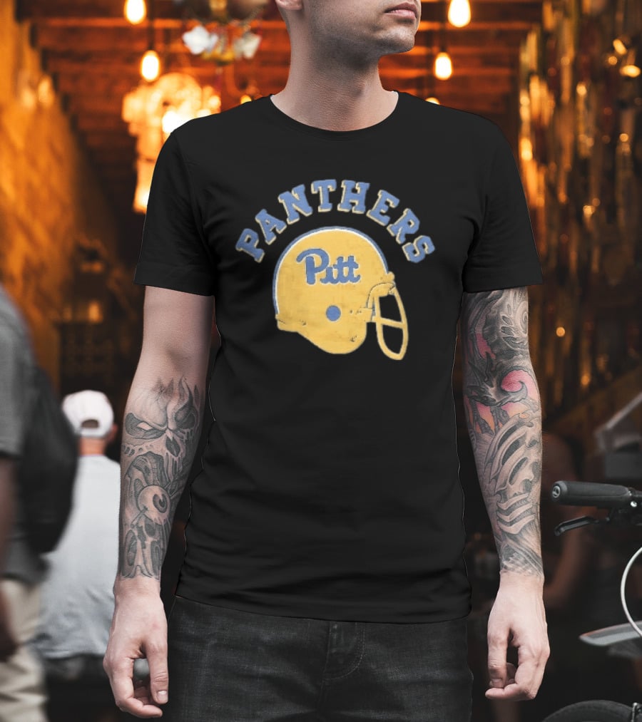 Pittsburgh Panthers NCAA Pitt Yellow Football Helmet Panthers T-Shirt
