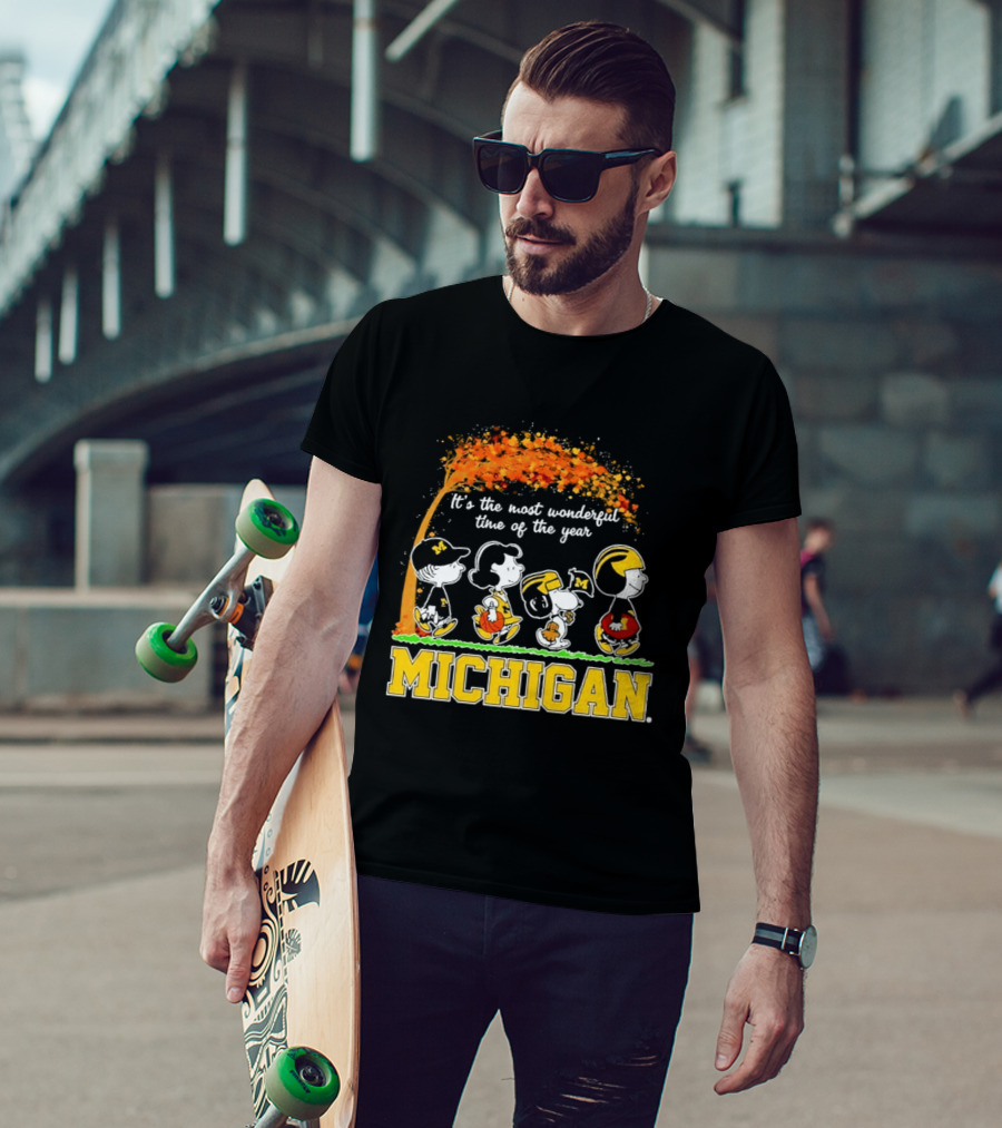Michigan Wolverines Peanuts Halloween It's The Most Wonderful Time 2026 T-Shirt