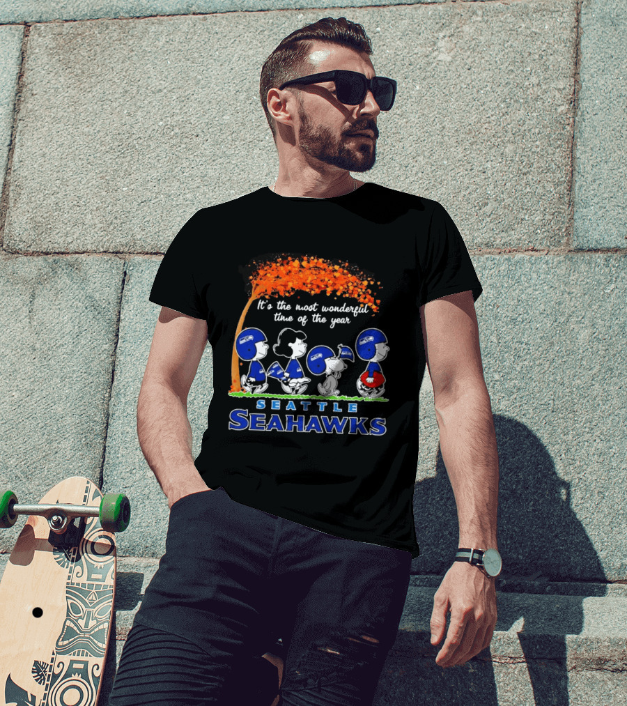 Seattle Seahawks Peanuts It's The Most Wonderful Time Of The Year 2026 T-Shirt