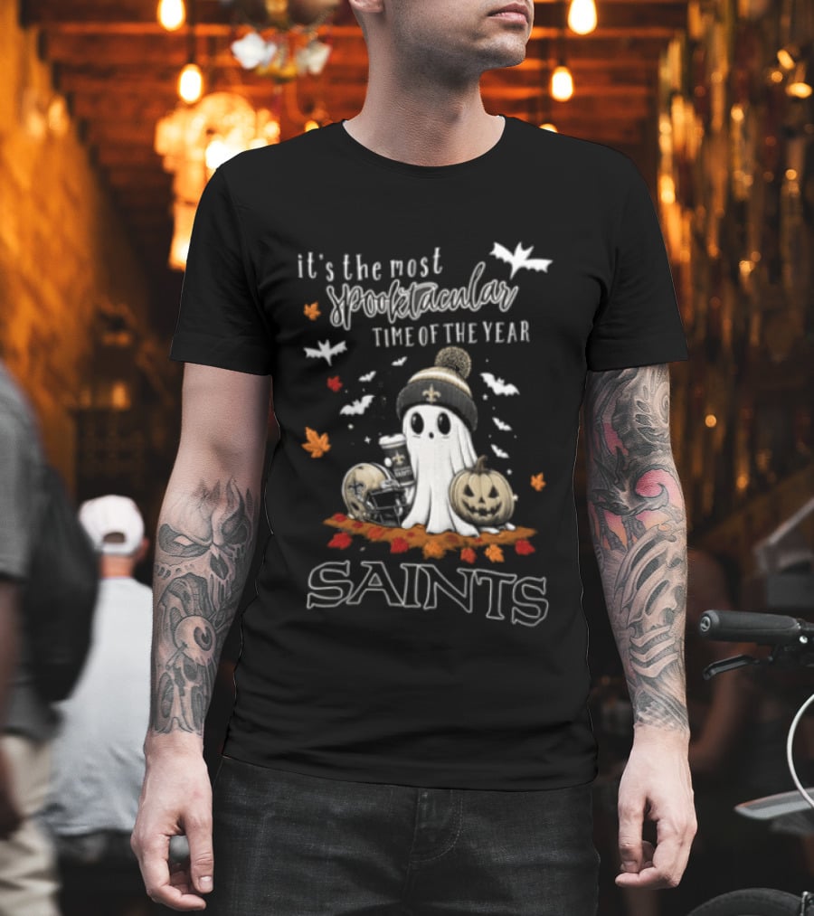 New Orleans Saints Halloween Spooktacular Ghost Helmet Pumpkin T-Shirt
