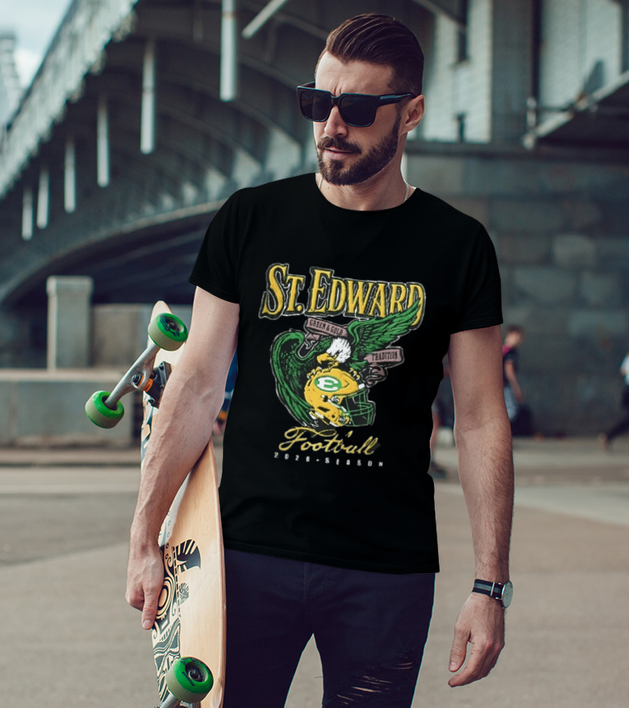 St Edward Green And Gold Tradition Football 2026 Season Eagle Helmet T-Shirt