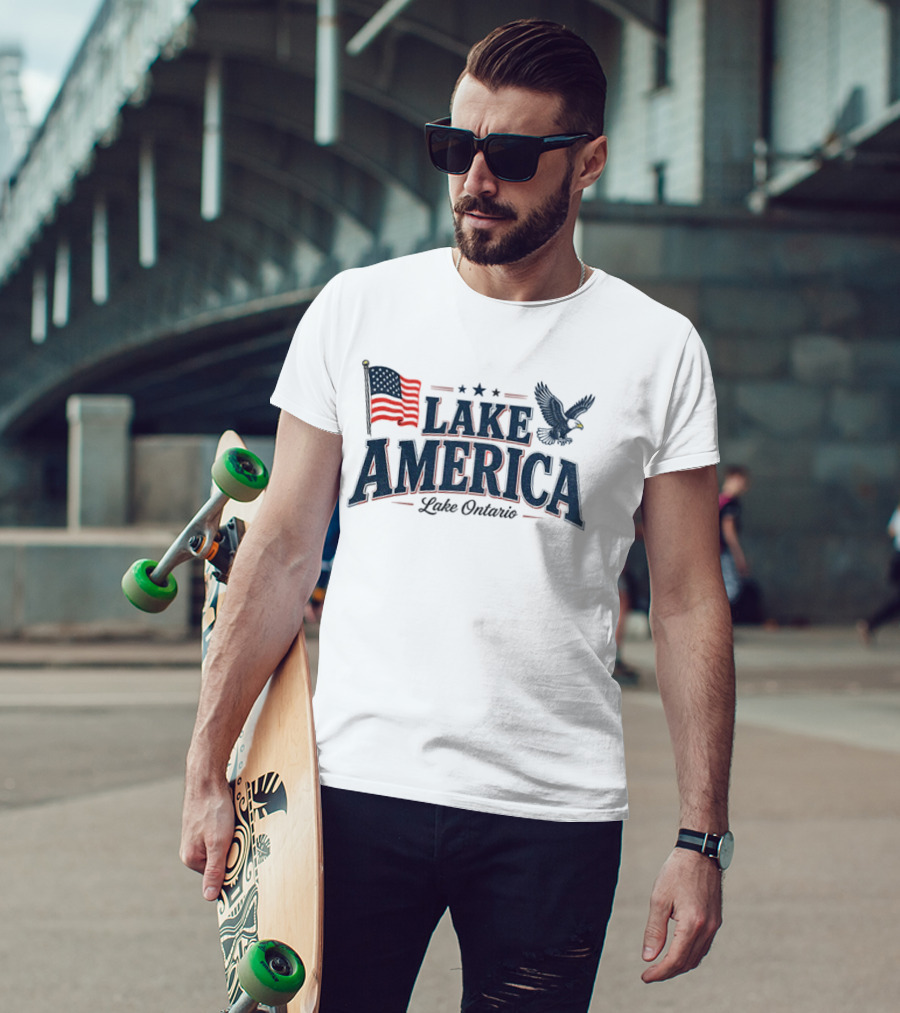 Lake America Lake Ontario Eagle American Flag Souvenir T-Shirt