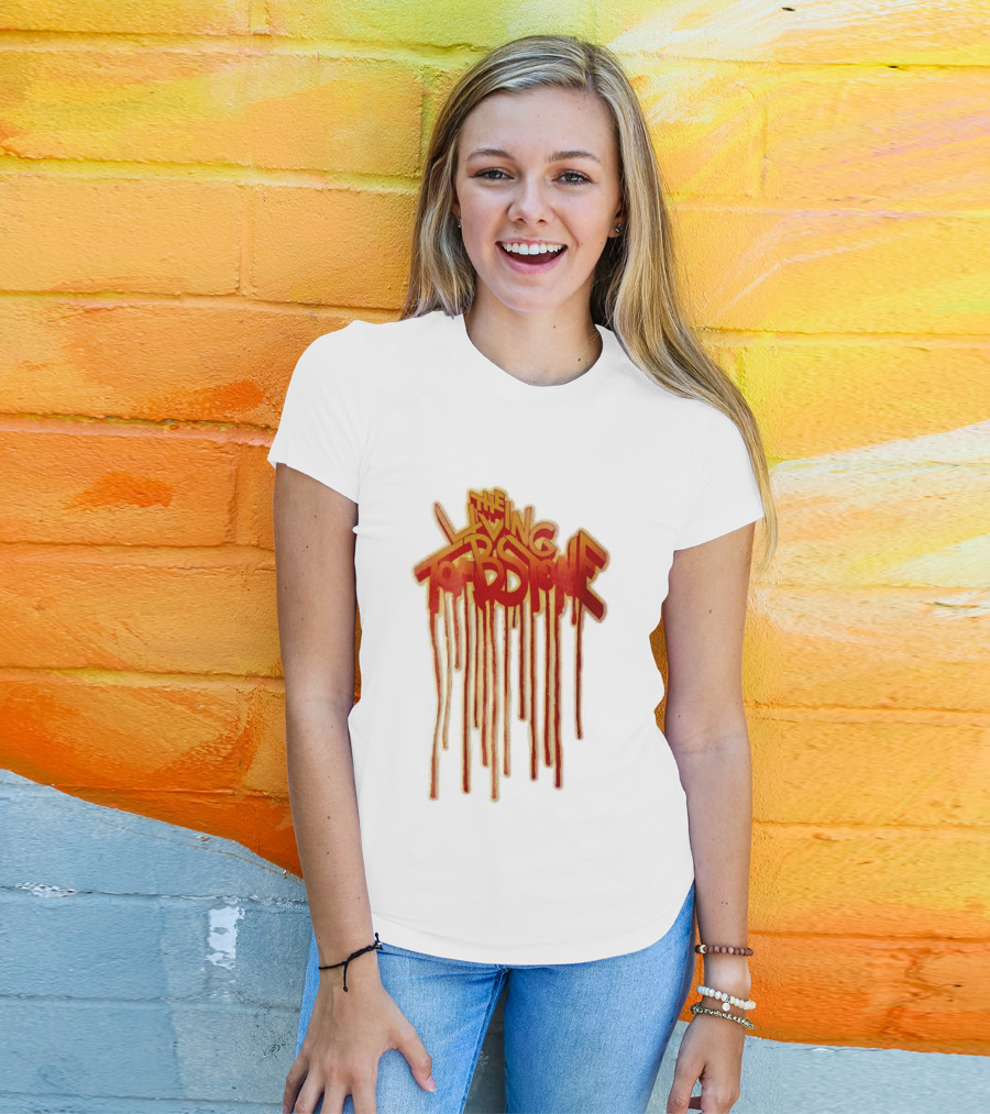 The Living Tombstone Red Orange Dripping Graffiti Font T-Shirt