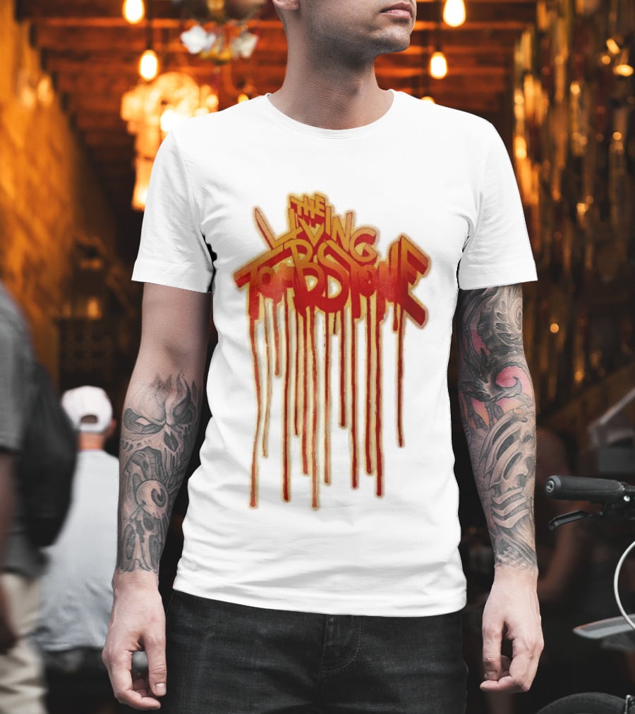 The Living Tombstone Red Orange Dripping Graffiti Font T-Shirt