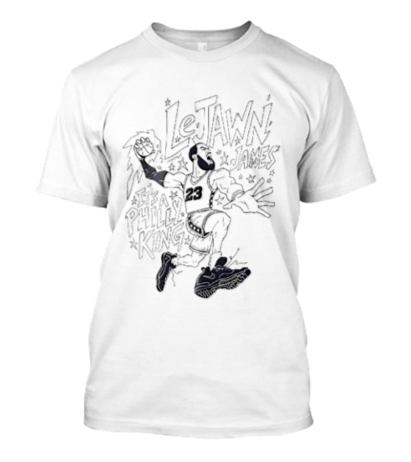 Lejawn James Philly King Cartoon Basketball Player Dunking Line T-Shirt