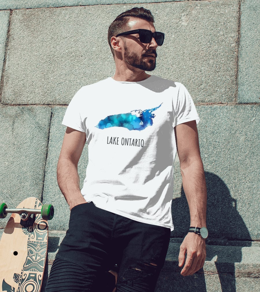 Lake Ontario Canada Map Watercolor T-Shirt