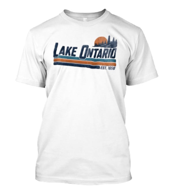 Lake Ontario Sunset Lighthouse EST 1656 Pine Trees T-Shirt