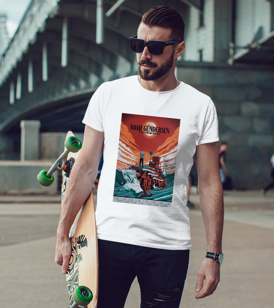 Noah Gundersen If This Is The End Tour 2023 Dramatic Ocean Waves Red Sky T-Shirt
