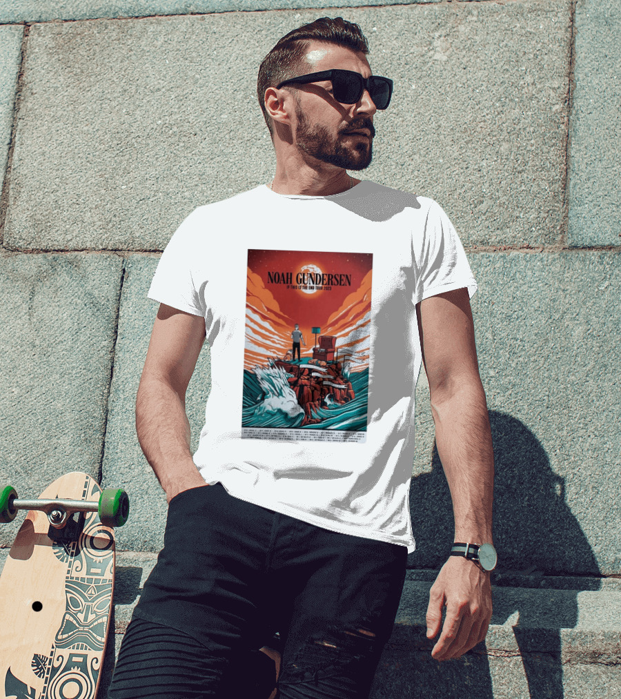 Noah Gundersen If This Is The End Tour 2023 Dramatic Ocean Waves Red Sky T-Shirt
