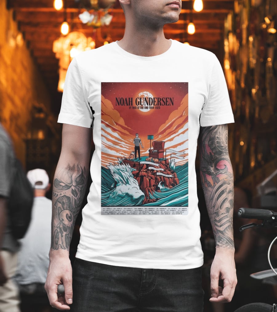 Noah Gundersen If This Is The End Tour 2023 Dramatic Ocean Waves Red Sky T-Shirt