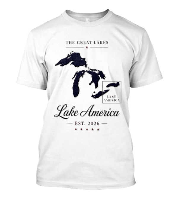 The Great Lakes Lake America Est 2026 Map T-Shirt