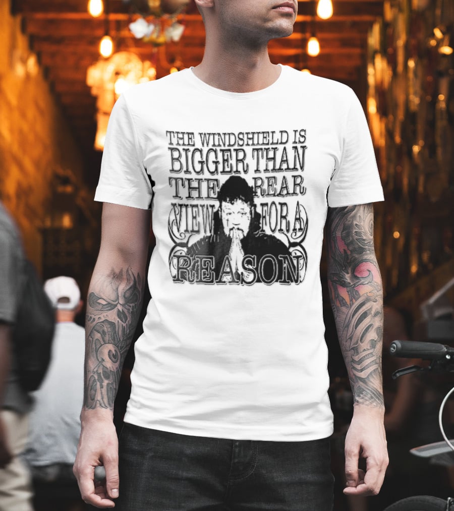 Windshield Is Bigger Than The Rear View For A Reason Jelly Roll Praying Hands Stencil T-Shirt