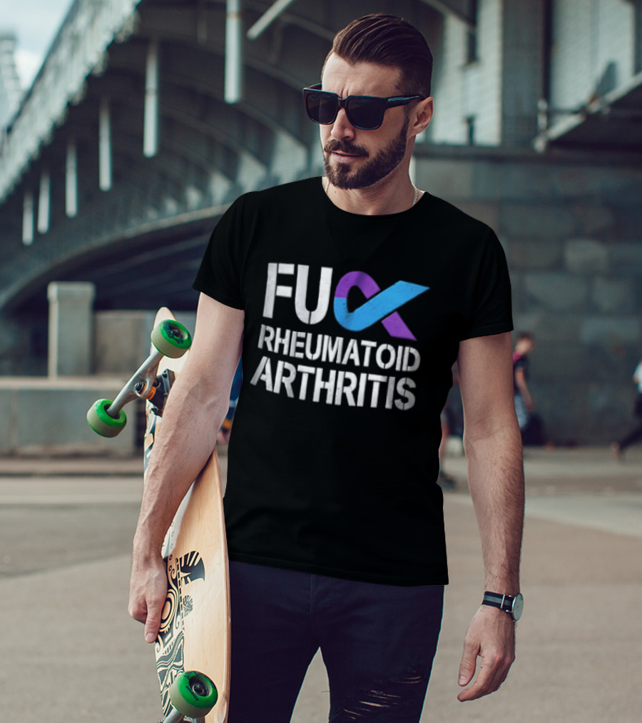 Fuck Rheumatoid Arthritis Purple Blue Awareness Ribbon T-Shirt