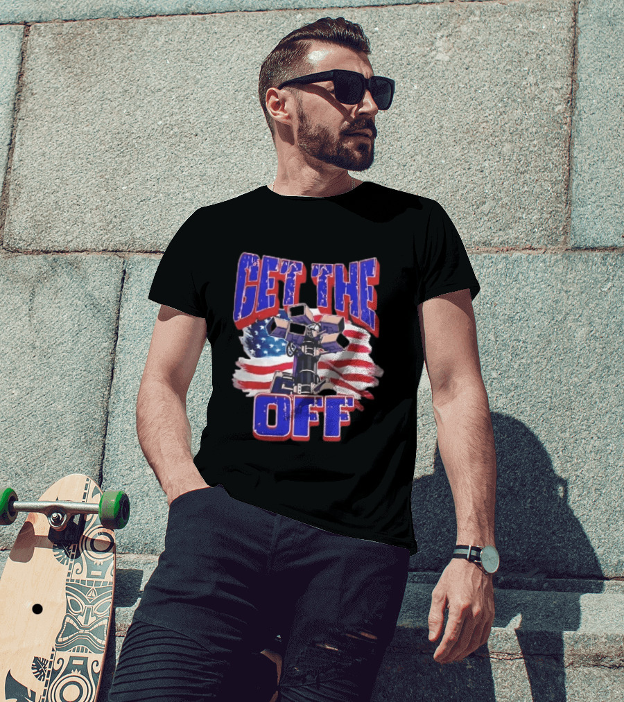 Get The Off Distressed American Flag Surveillance Camera Turret T-Shirt