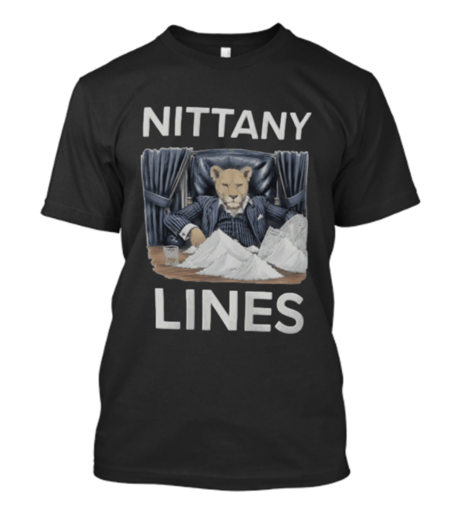 Nittany Lines Lion Tony Montana Pinstripe Suit Powder Pile T-Shirt