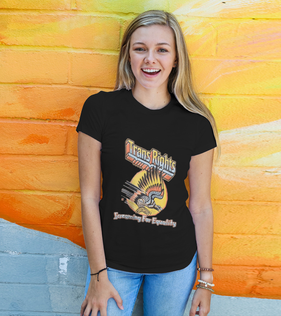 Trans Rights Screaming For Equality Boss Dog Flying Mechanical Eagle T-Shirt