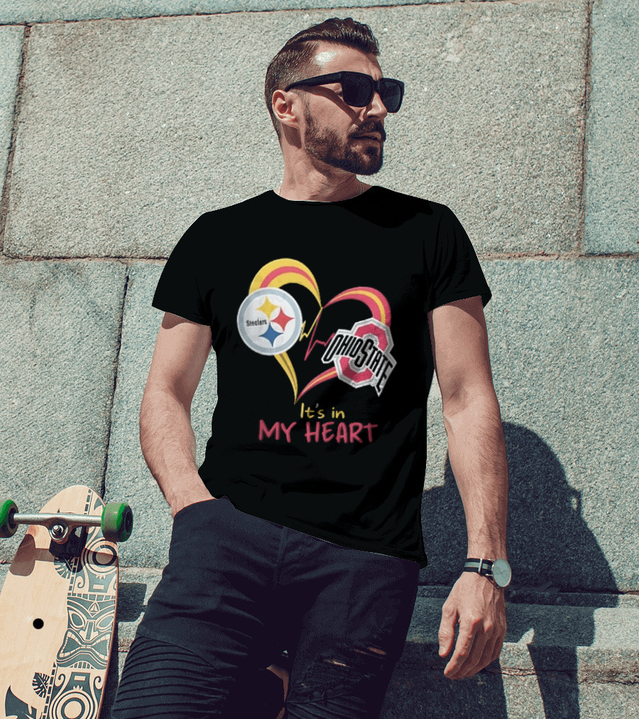 Pittsburgh Steelers Ohio State Buckeyes It's In My Heart EKG Pulse Line T-Shirt