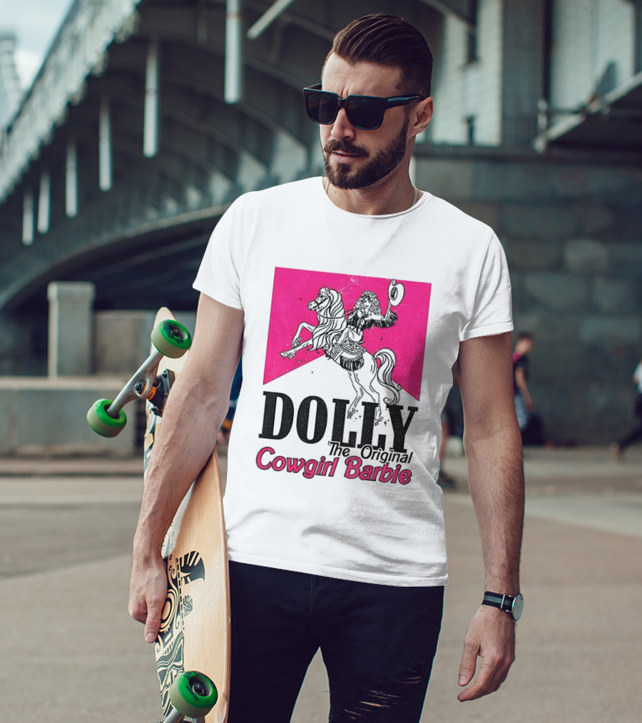 Dolly The Original Cowgirl Barbie Pink Riding Horse T-Shirt