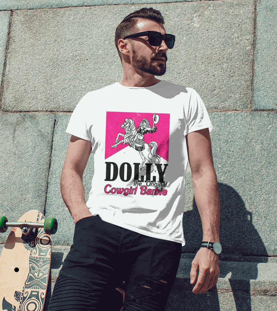Dolly The Original Cowgirl Barbie Pink Riding Horse T-Shirt
