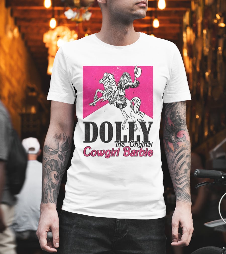Dolly The Original Cowgirl Barbie Pink Riding Horse T-Shirt