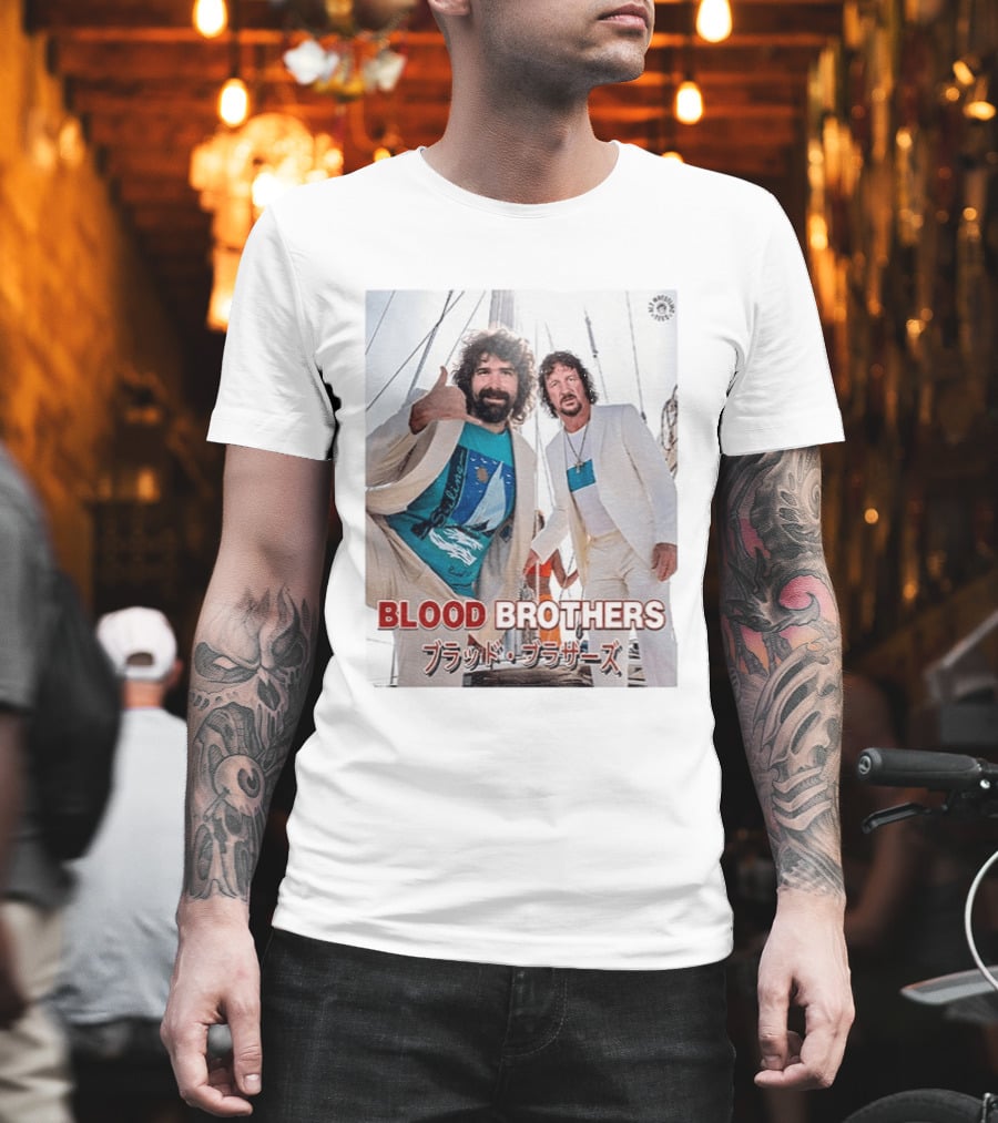 Blood Brothers Mick Foley Terry Funk Sailboat 80s Style Japanese T-Shirt