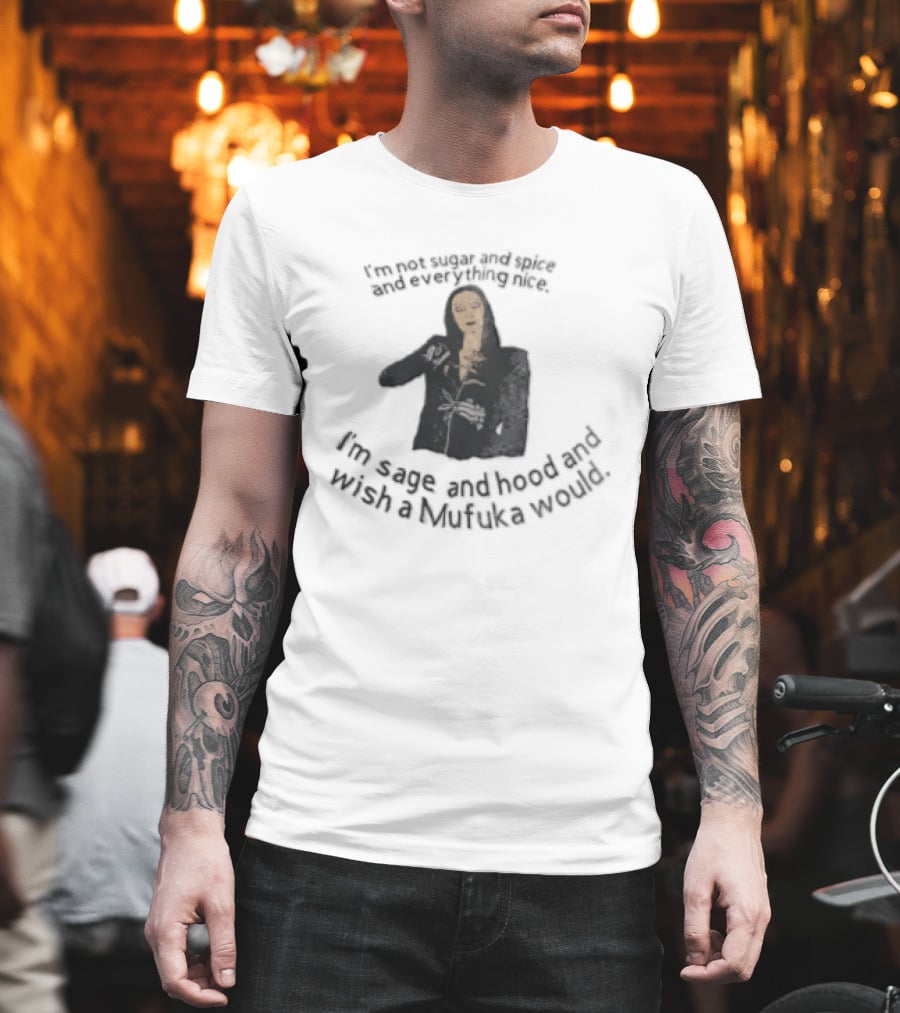 Im Not Sugar And Spice Everything Nice Wish A Mufuka Would Morticia Addams Cutting Rose Stem Line T-Shirt