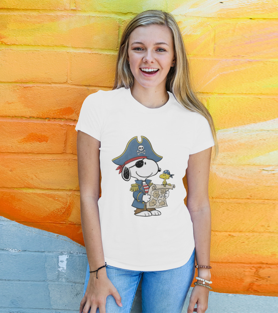 Snoopy Pirate Adventure With Treasure Map And Woodstock T-Shirt