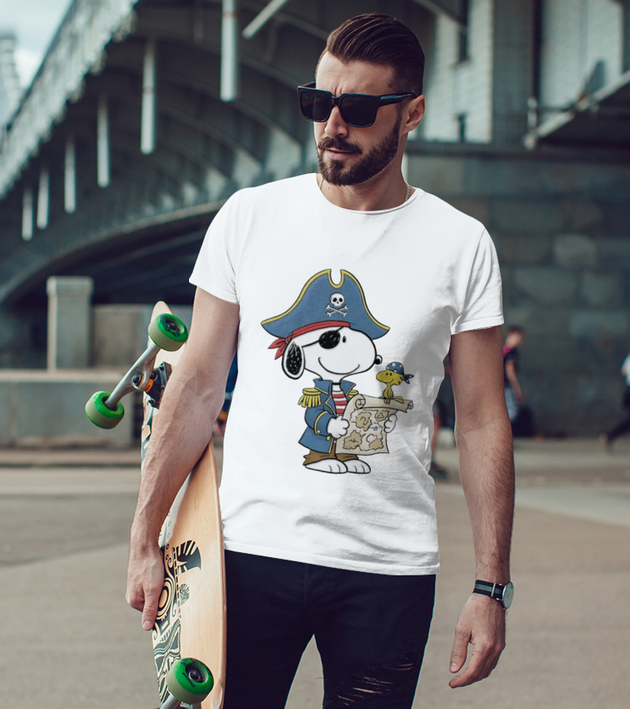 Snoopy Pirate Adventure With Treasure Map And Woodstock T-Shirt
