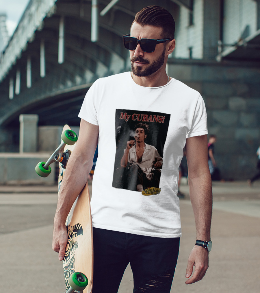Seinfeld My Cubans Cosmo Kramer Smoking Cigar In Leather Chair T-Shirt