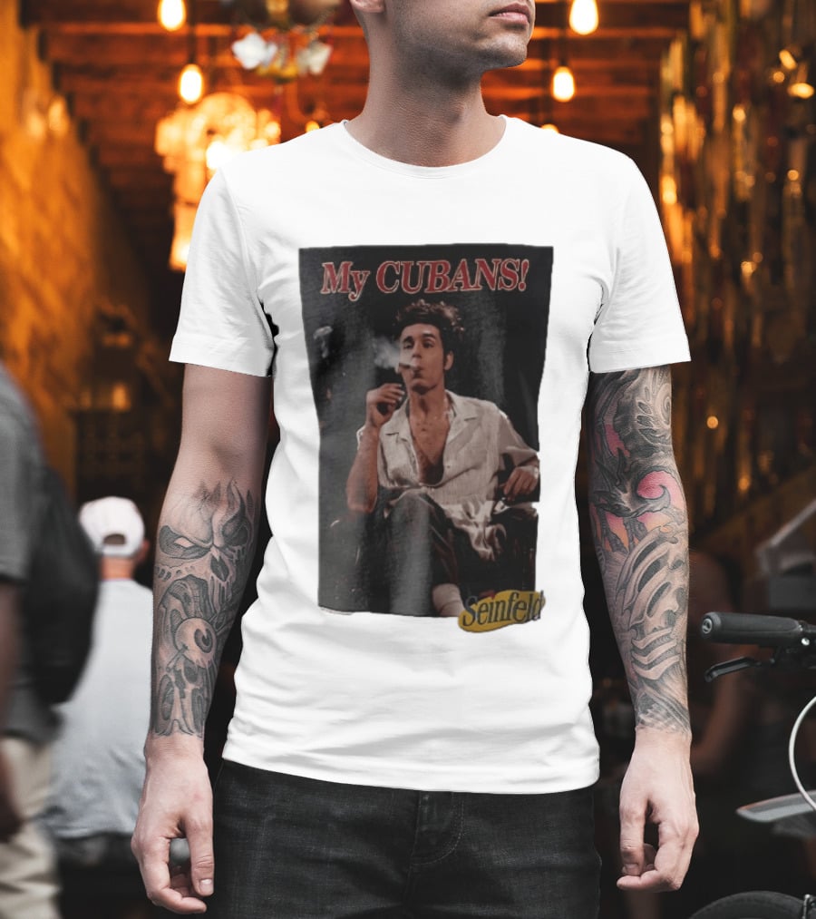 Seinfeld My Cubans Cosmo Kramer Smoking Cigar In Leather Chair T-Shirt