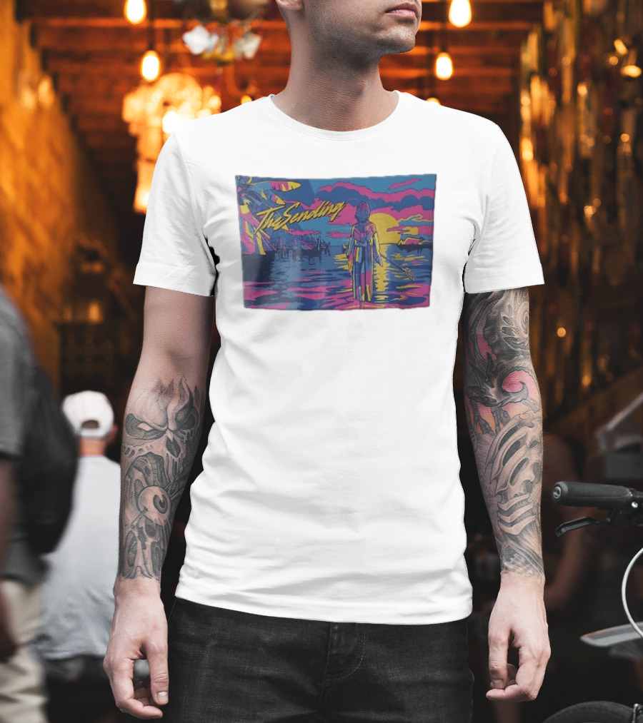 The Sending Yuna Final Fantasy X Synthwave Neon Sunset Ocean Scene T-Shirt