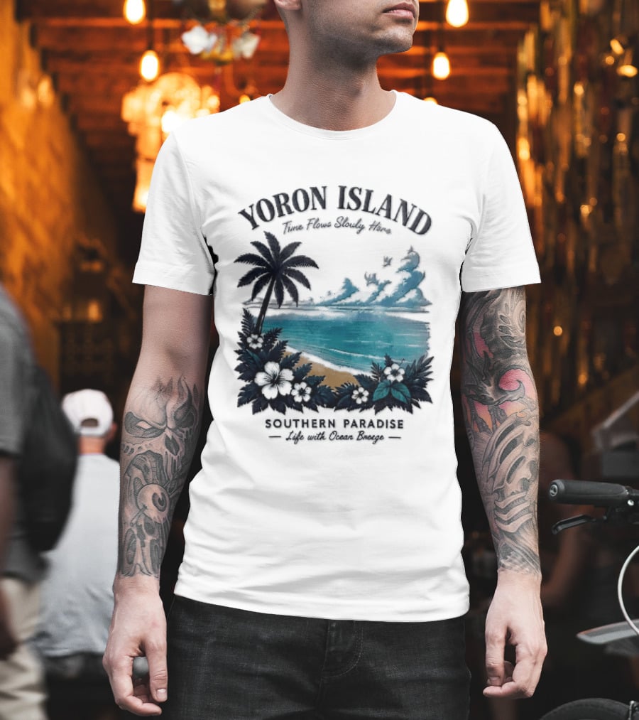 Yoron Island Southern Paradise Ocean Breeze Palm Tree Beach Hibiscus T-Shirt