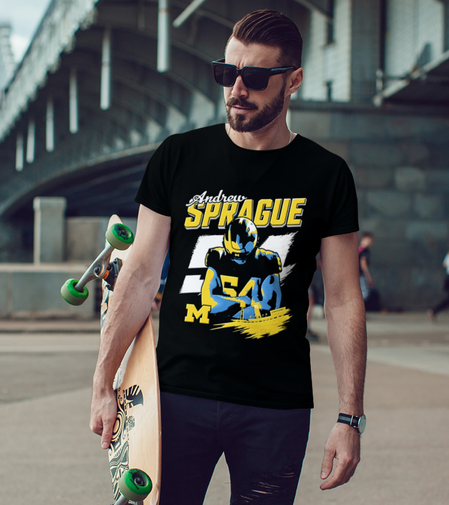 Andrew Sprague No 54 Michigan Wolverines Football M Helmet T-Shirt