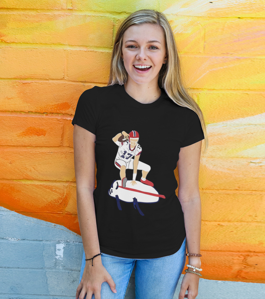 Josh Allen 17 Buffalo Football Skateboard Player Action T-Shirt
