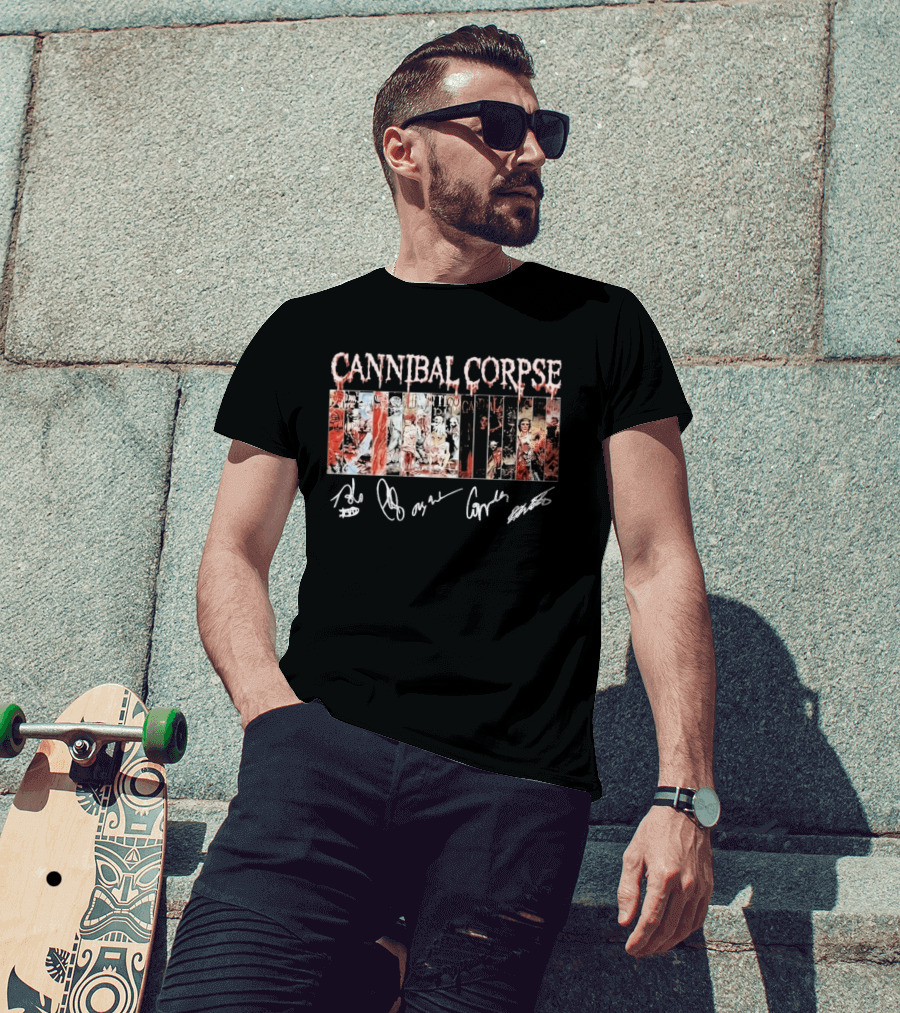 Cannibal Corpse Album Collage With Band Member Signatures T-Shirt