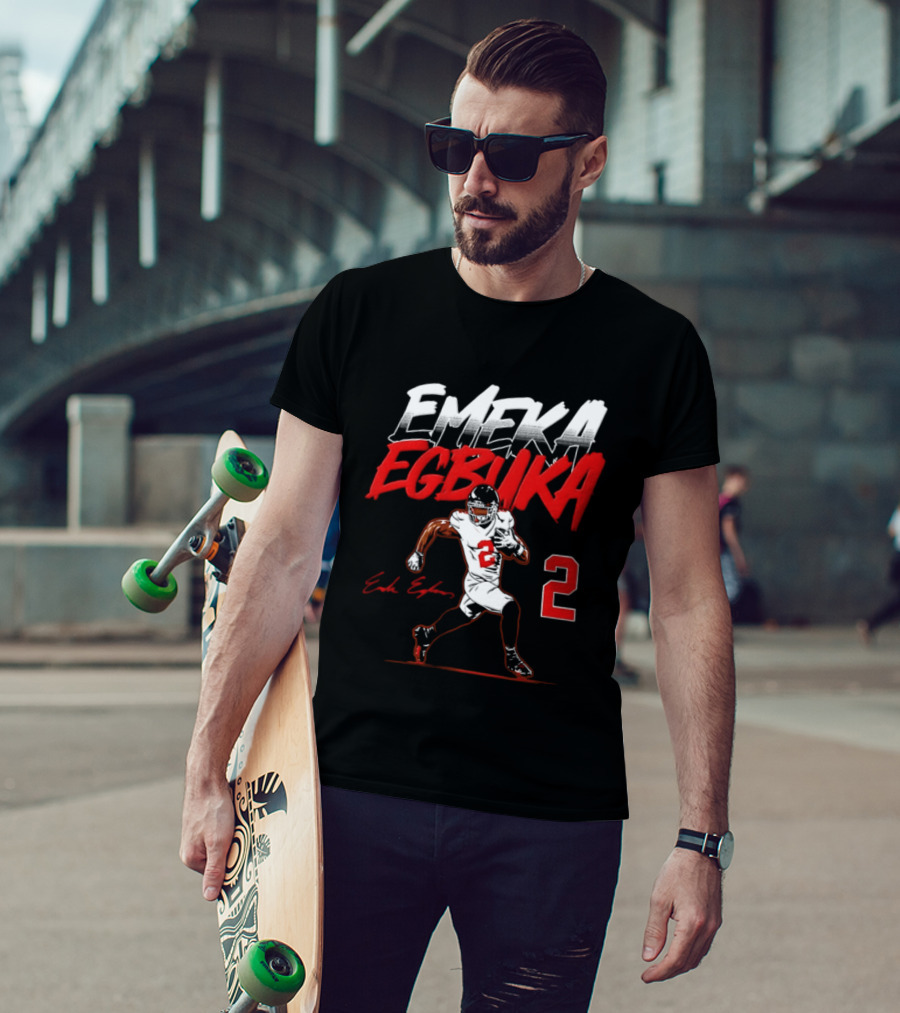 Emeka Egbuka Number 2 Tampa Bay Buccaneers Player Pose T-Shirt