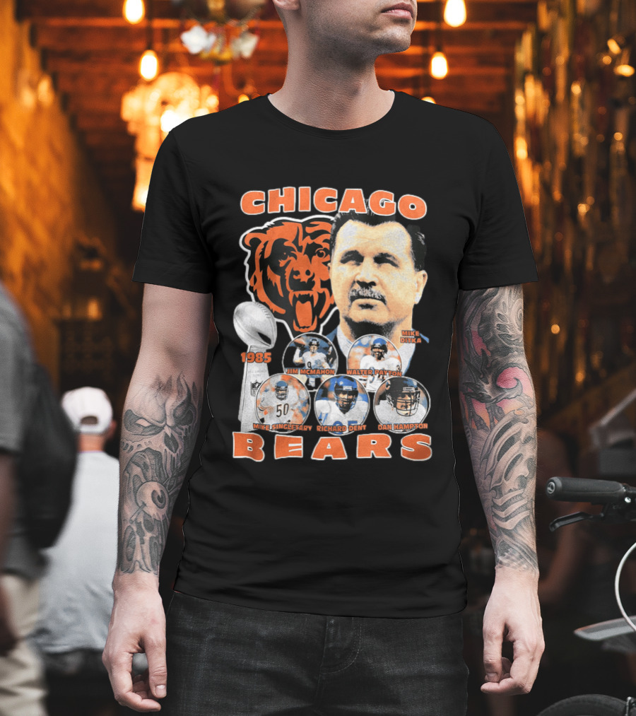 Chicago Bears 1985 Mike Ditka Jim McMahon Walter Payton Mike Singletary Richard Dent Dan Hampton T-Shirt