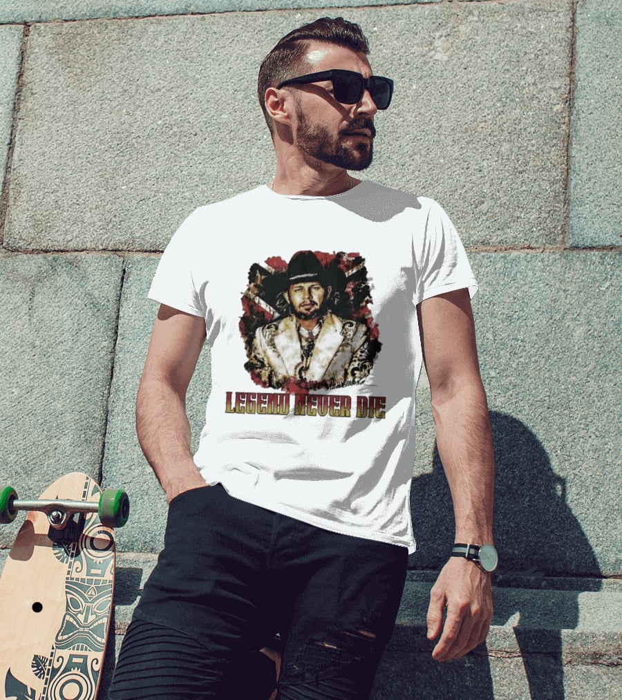 Hank Williams Jr. Legend Never Die Country Music Rebel Flag Cowboy Hat T-Shirt