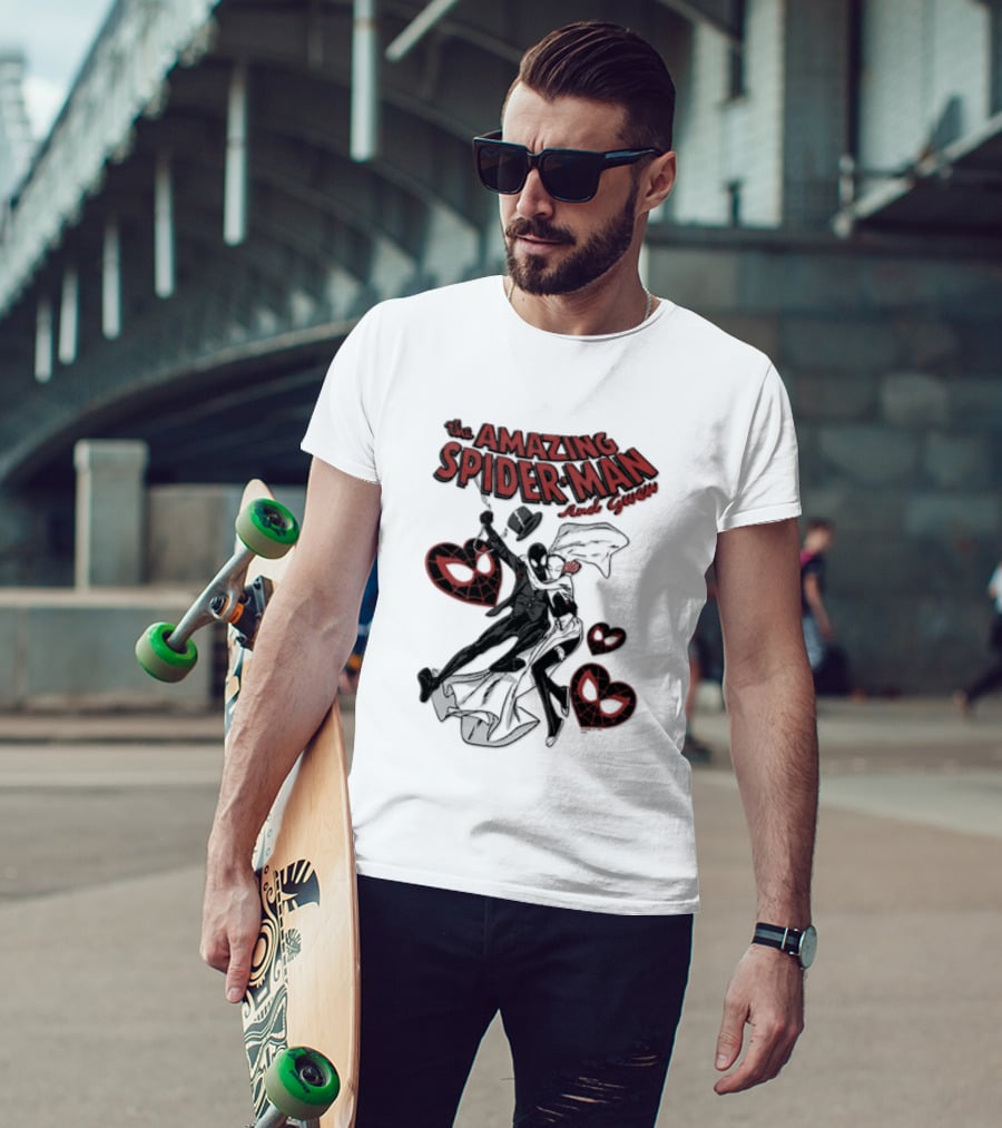 The Amazing Spider Man Loves Gwen Miles Morales Spider Man Gwen Stacy T-Shirt