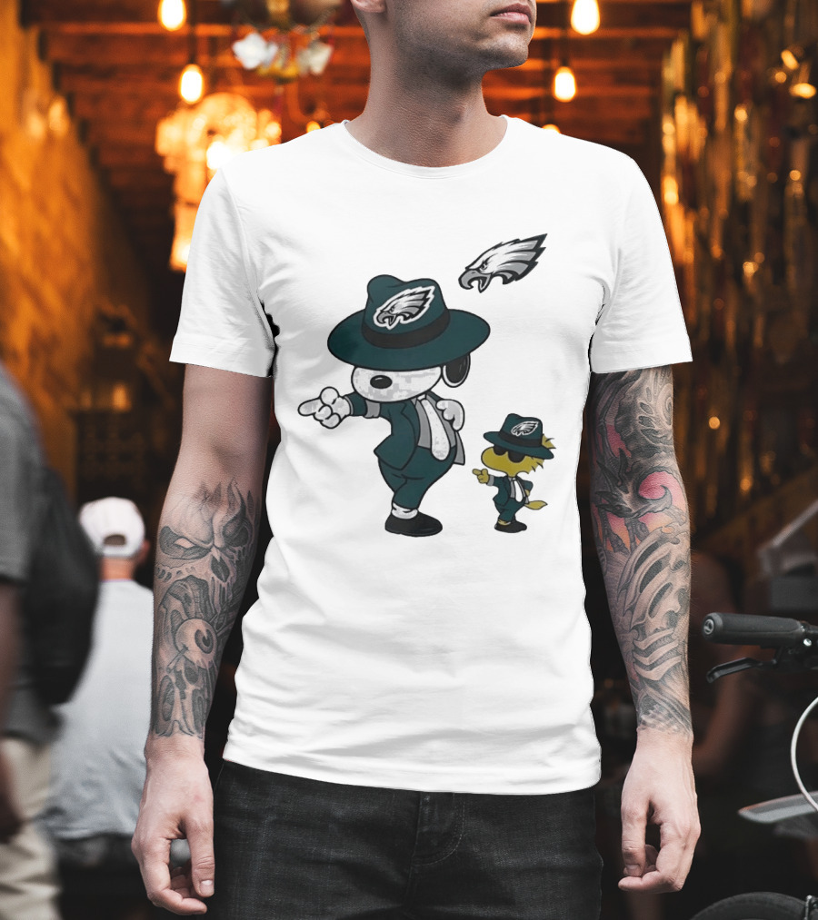 Philadelphia Eagles X Snoopy Woodstock Dance Pop Rock Hat Suit Football Team T-Shirt
