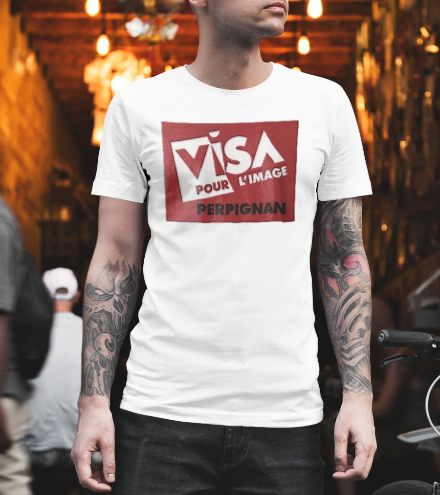 Visa Pour L'Image Perpignan Red Rectangular White Cutout T-Shirt