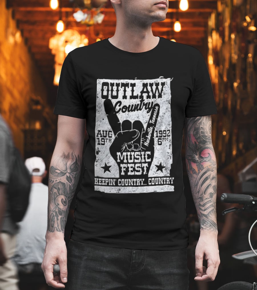Outlaw Country Music Fest Aug 19th 1992 Nashville Tennessee Keepin Country Country T-Shirt