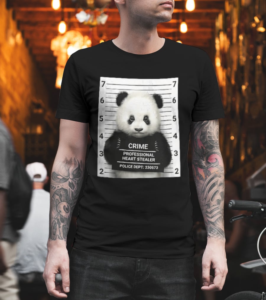 Panda Crime Professional Heart Stealer Police Dept 230573 Shot Lineup T-Shirt