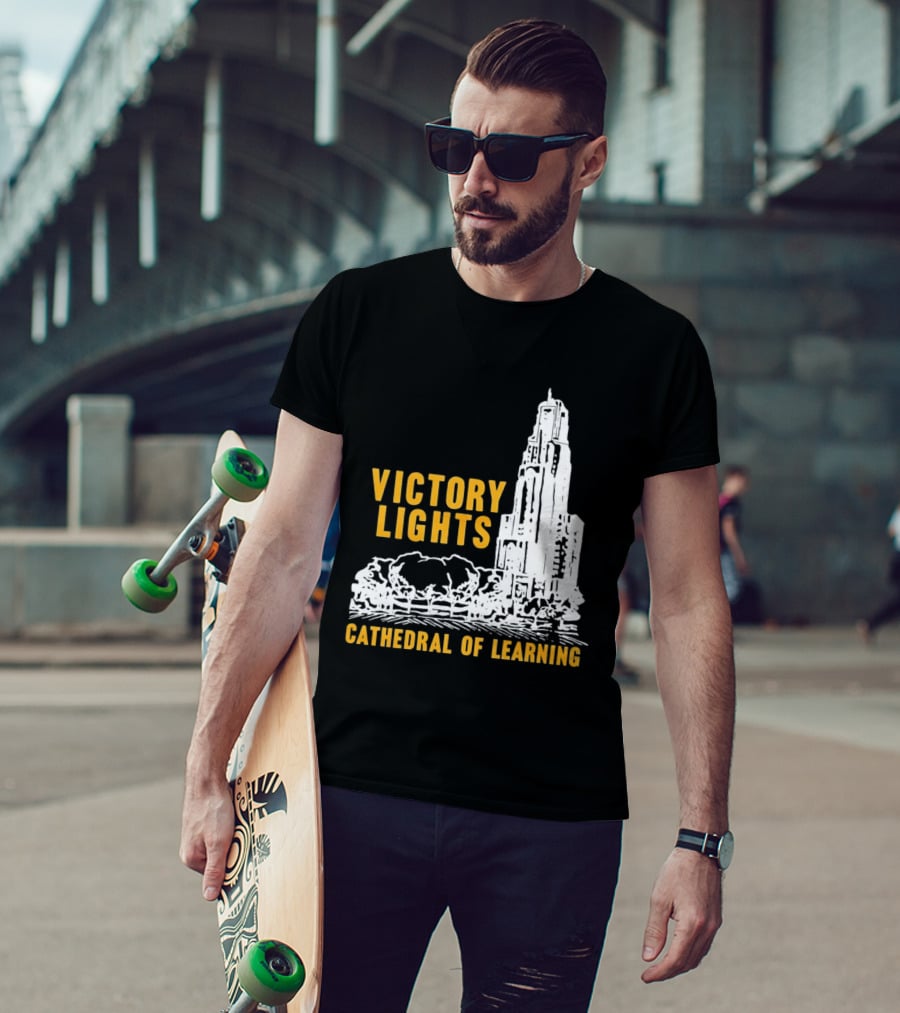 Victory Lights Cathedral Of Learning Pittsburgh Panthers T-Shirt