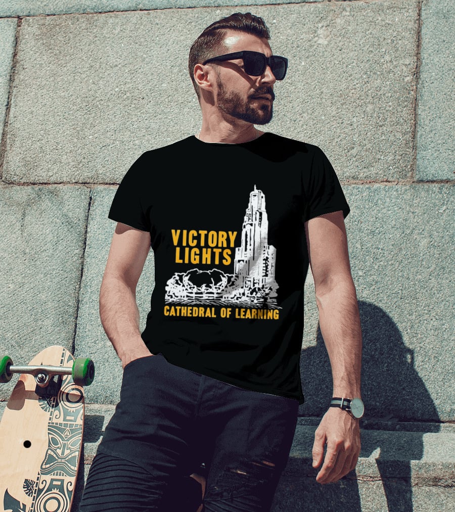 Victory Lights Cathedral Of Learning Pittsburgh Panthers T-Shirt