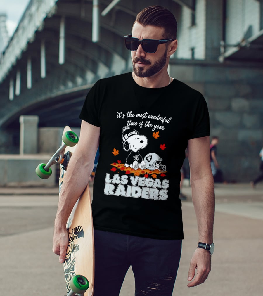 Las Vegas Raiders Snoopy It's The Most Wonderful Time Of The Year T-Shirt