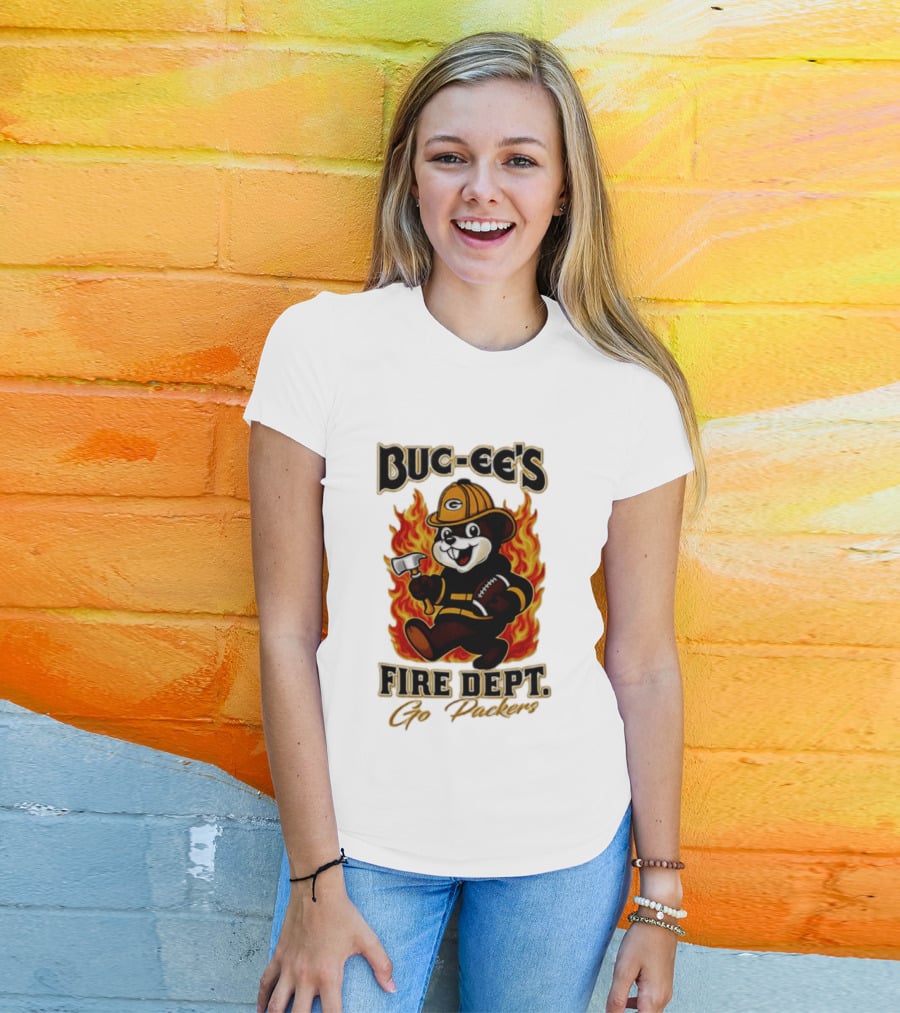 Buc Ee's Fire Dept Go Packers Axe Football Helmet T-Shirt