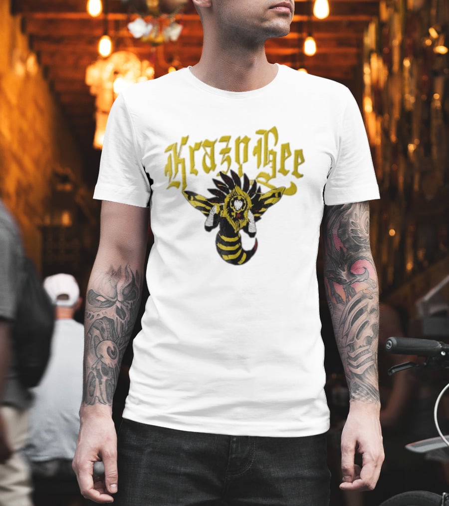 Krazy Bee Fighter Yellow Black Illustrated Bee T-Shirt