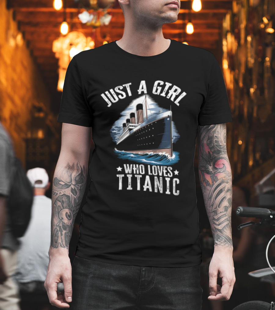 Just A Girl Who Loves Titanic Ocean Liner Ship Sailing Waves T-Shirt