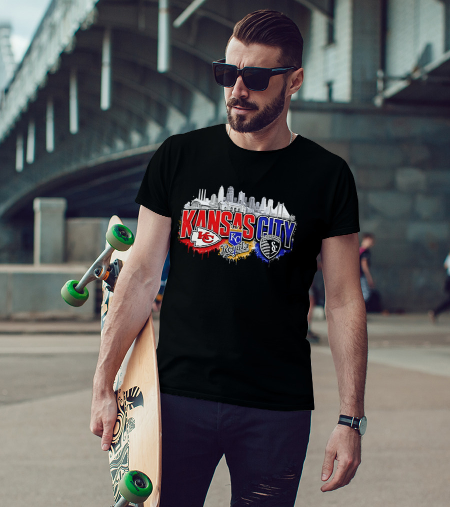Kansas City Chiefs Royals Sporting KC Skyline Fan T-Shirt